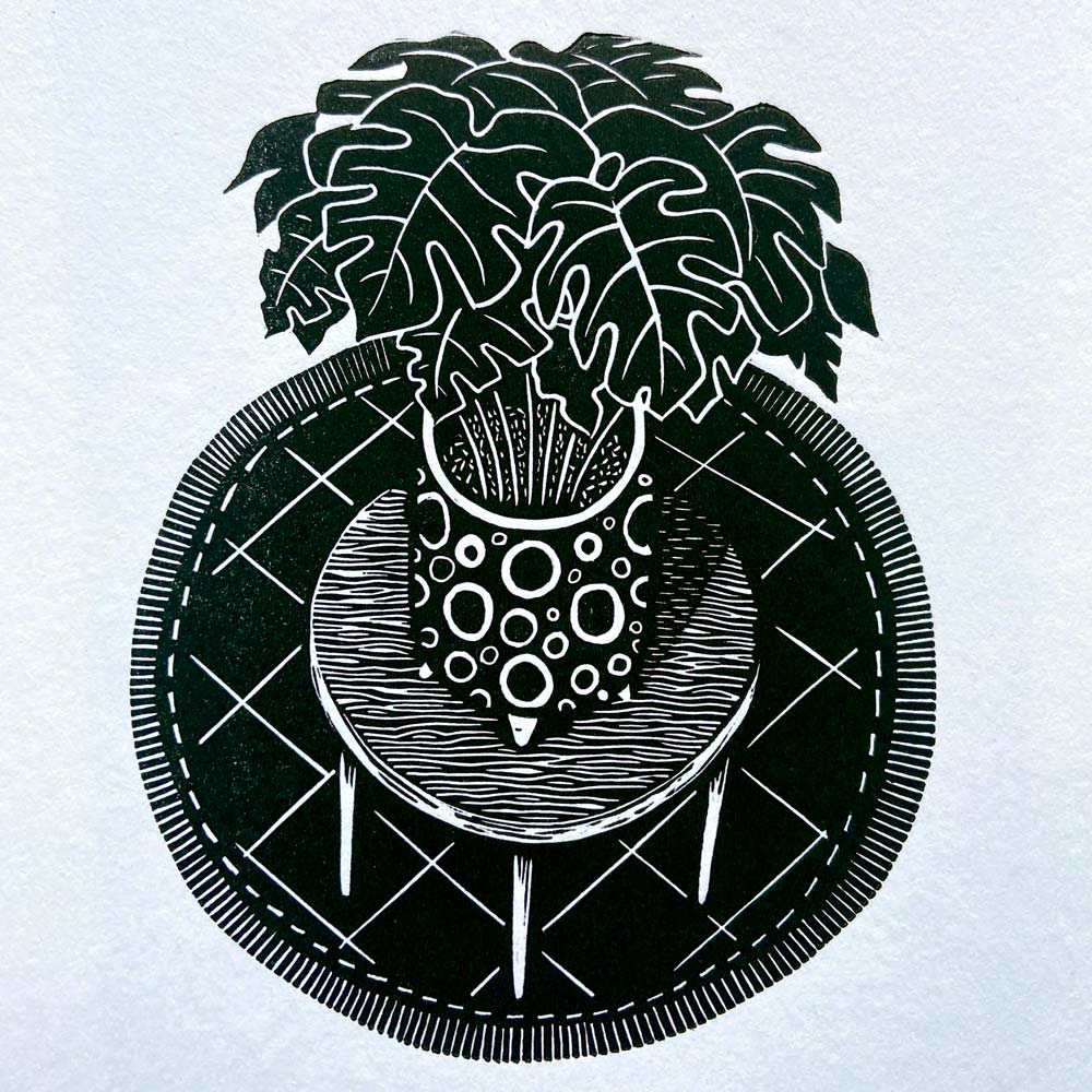 tigerlino - cheese plant linocut