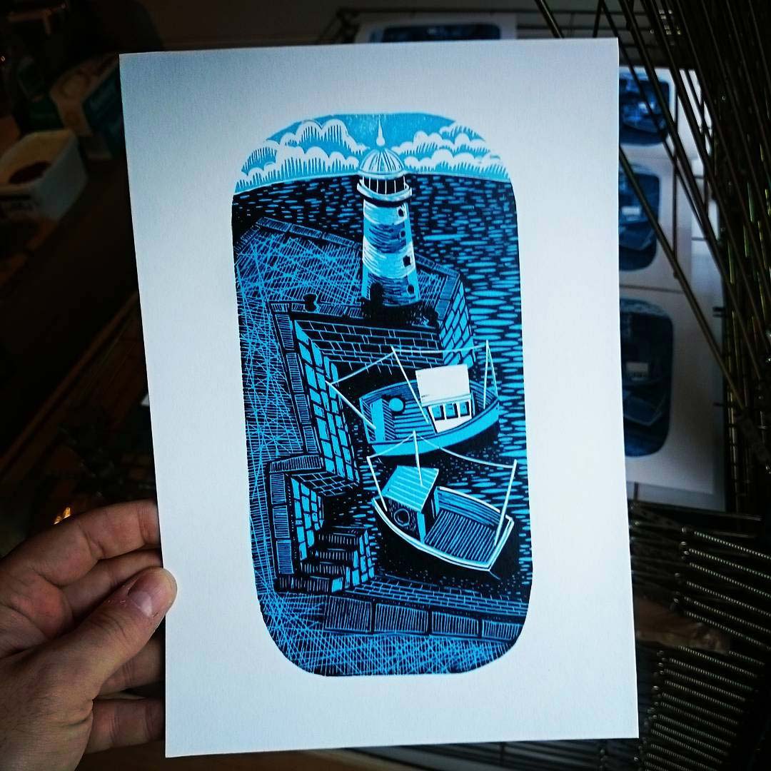 tigerlino - Piano Alligator linocut