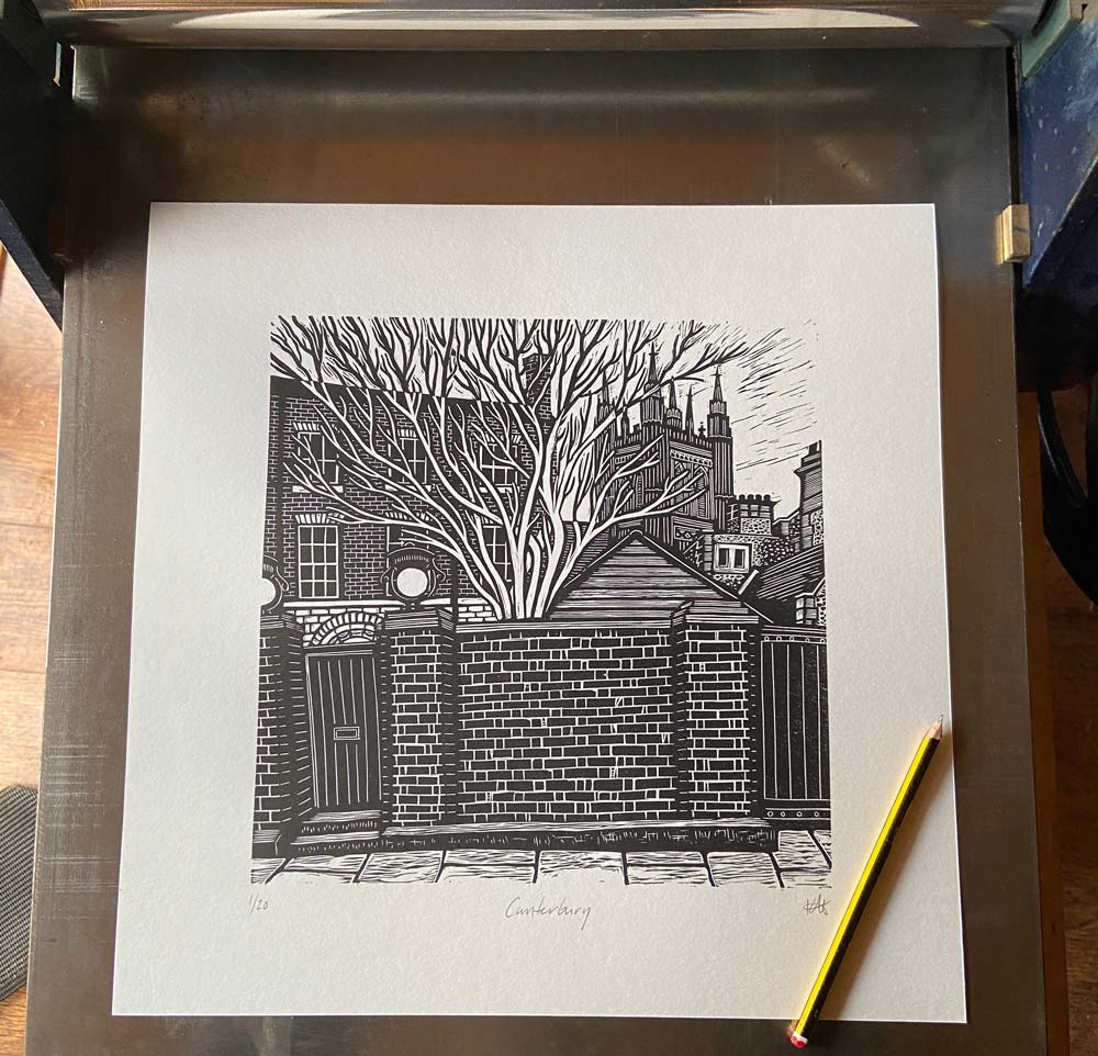 tigerlino - Piano Alligator linocut