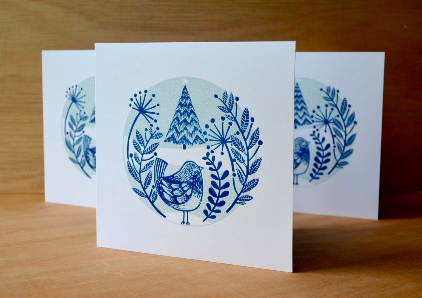 tigerlino - Bird Christmas Card linocut