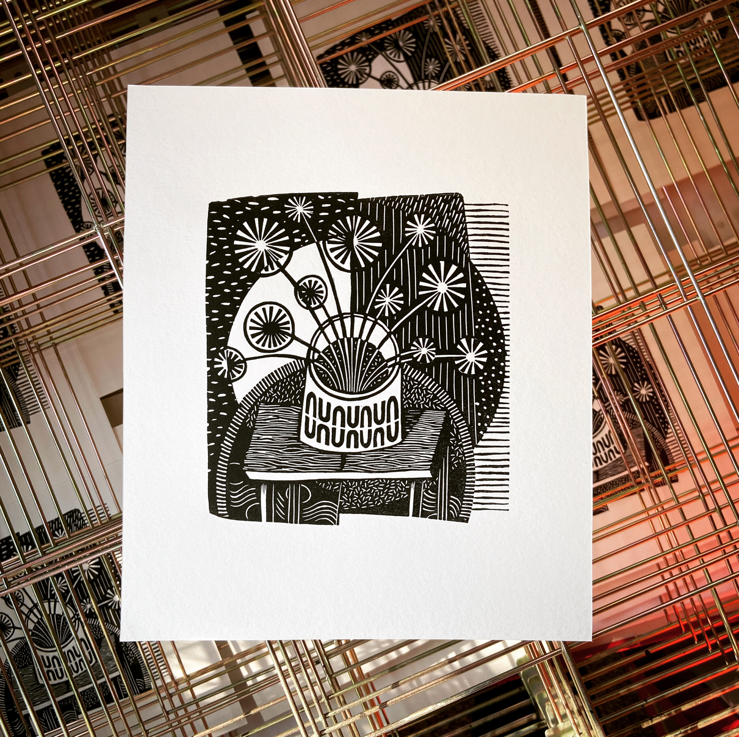 tigerlino - Piano Alligator linocut