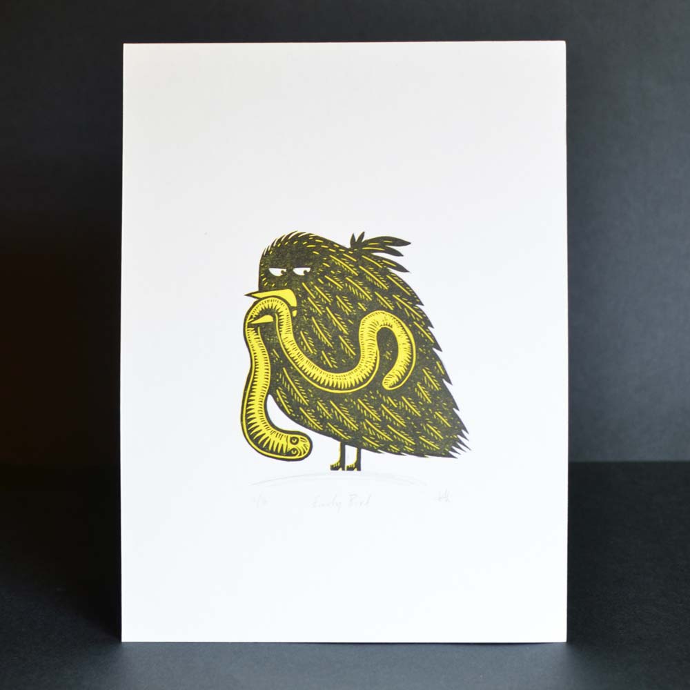tigerlino - Piano Alligator linocut