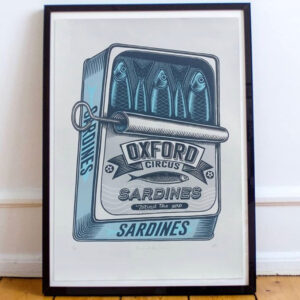 tigerlino - End of the Line Sardine linocut