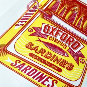 tigerlino - End of the Line Sardine linocut