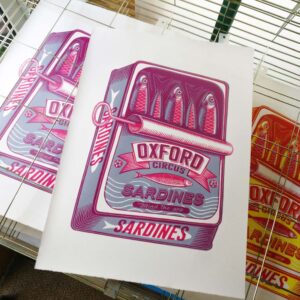 tigerlino - End of the Line Sardine linocut