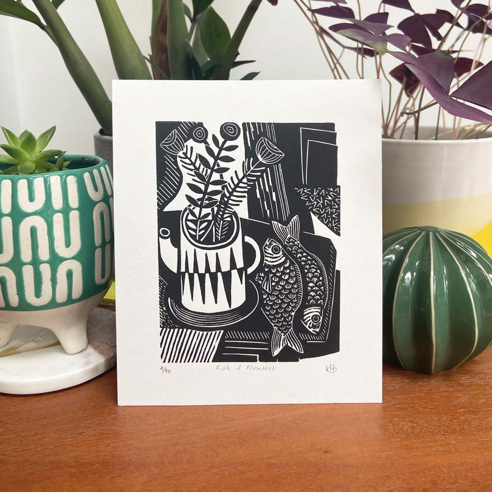 tigerlino - Piano Alligator linocut