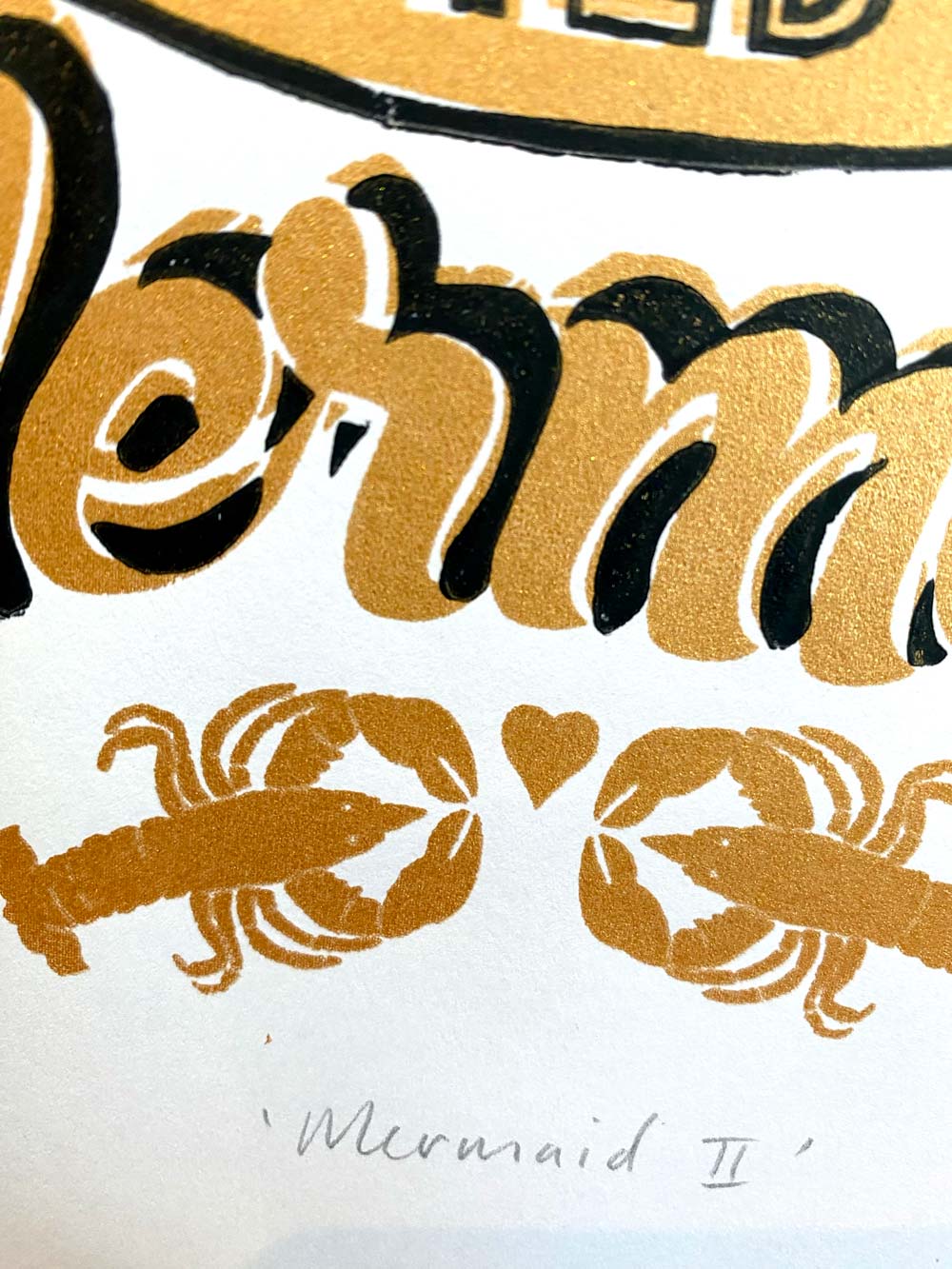 tigerlino - Married to a Mermaid II linocut