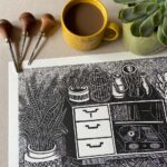 tigerlino-linocut-mid-century-monochrome-07 tigerlino - Mid Century Monochrome linocut