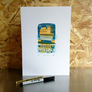 tigerlino - Moon Boat linocut
