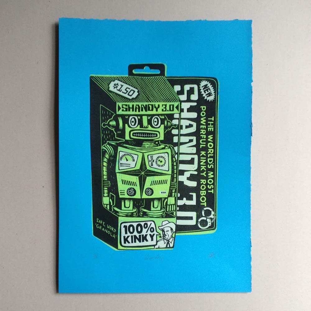 tigerlino - Piano Alligator linocut