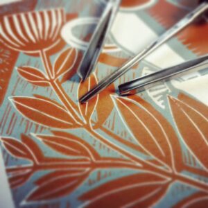 tigerlino - abstract vase linocut