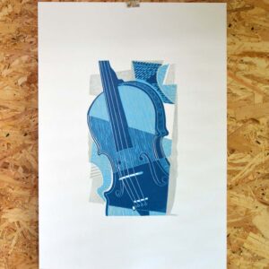 tigerlino - violin linocut