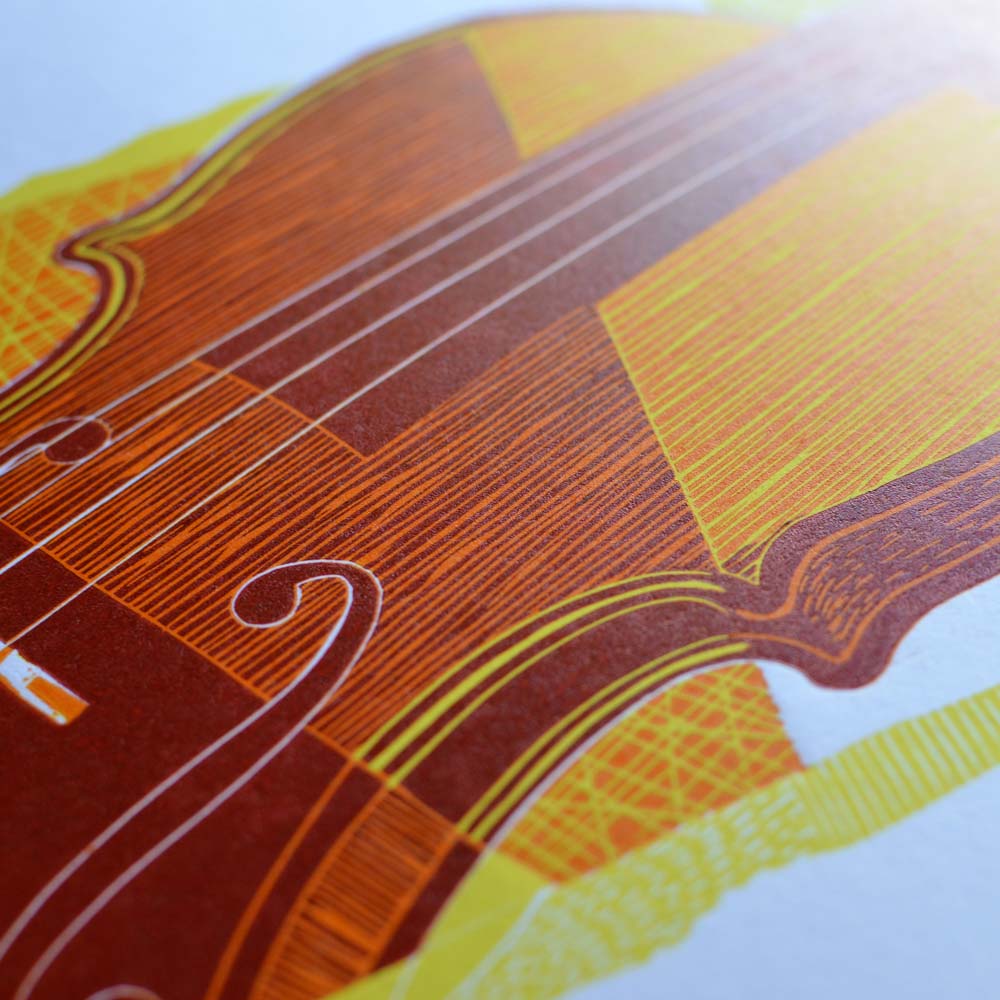 tigerlino - Piano Alligator linocut
