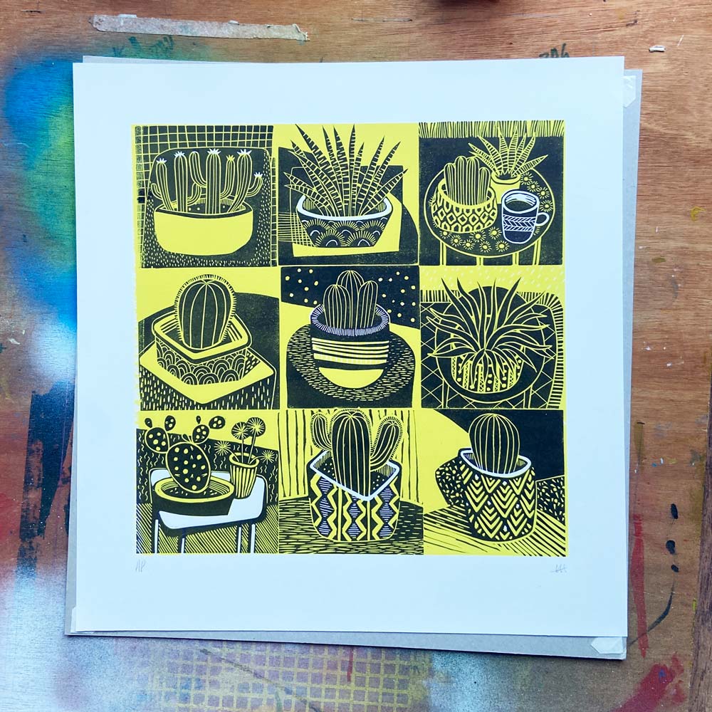 tigerlino - Piano Alligator linocut