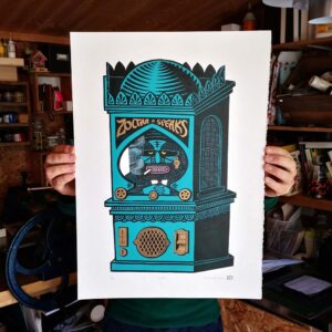 tigerlino - Zoltar large linocut
