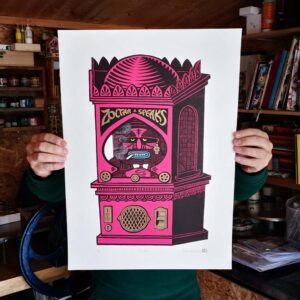 tigerlino - Zoltar large linocut