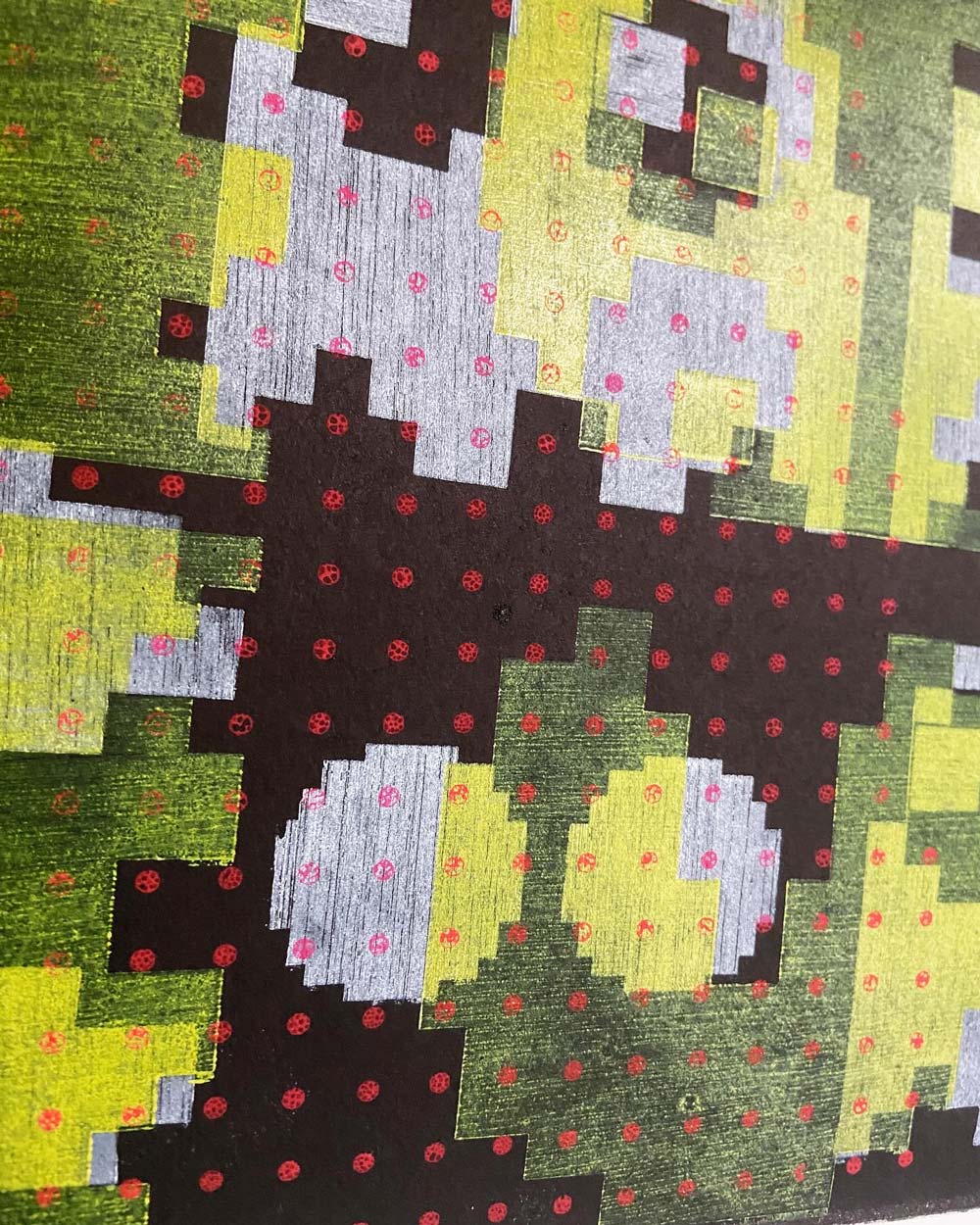 tigerlino - arcade pac man linocut