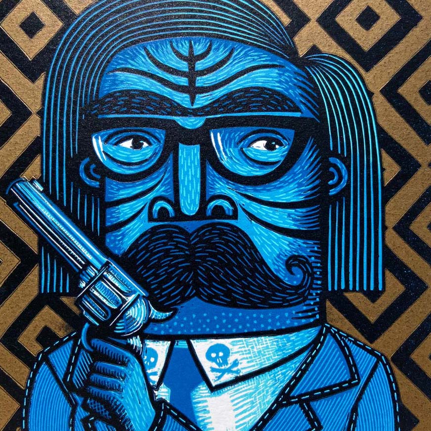 tigerlino - Piano Alligator linocut