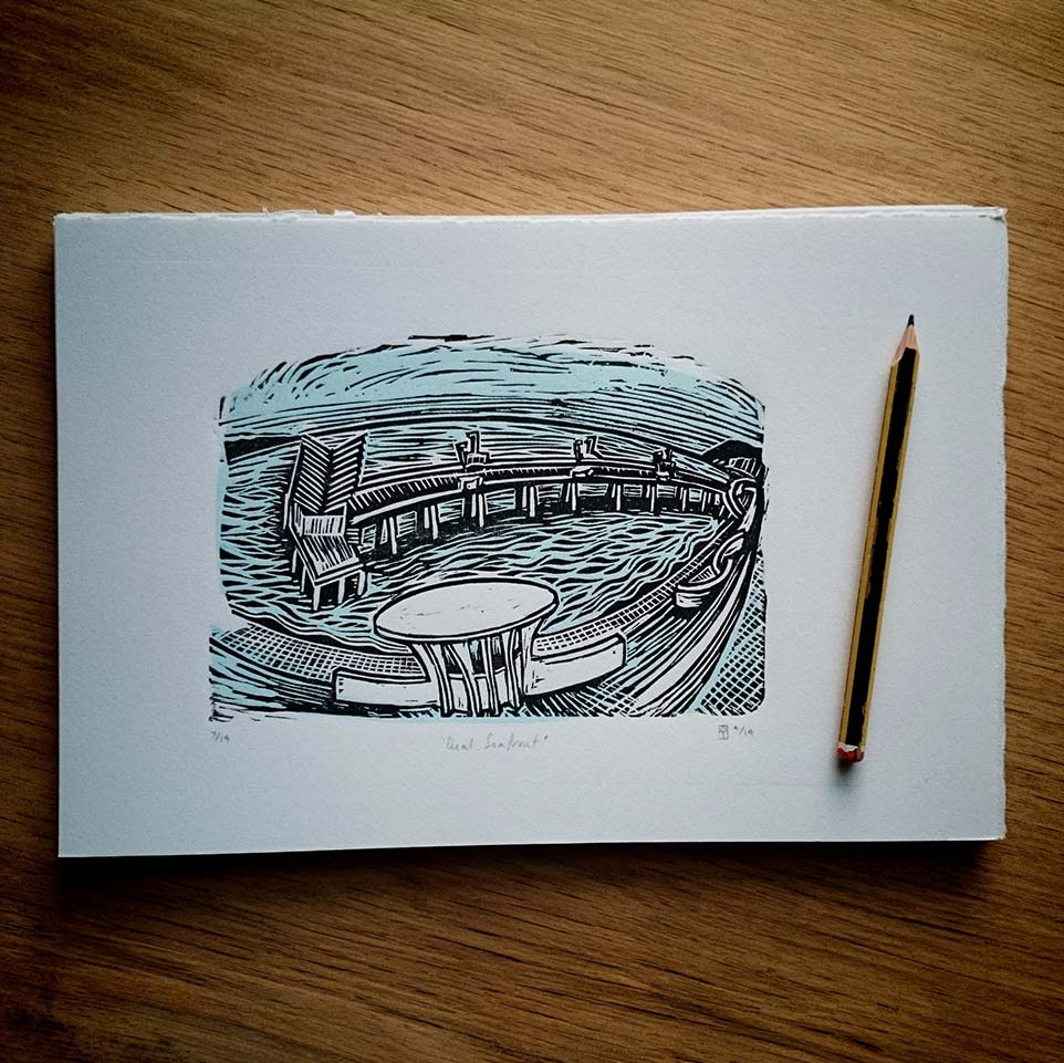 tigerlino - Piano Alligator linocut