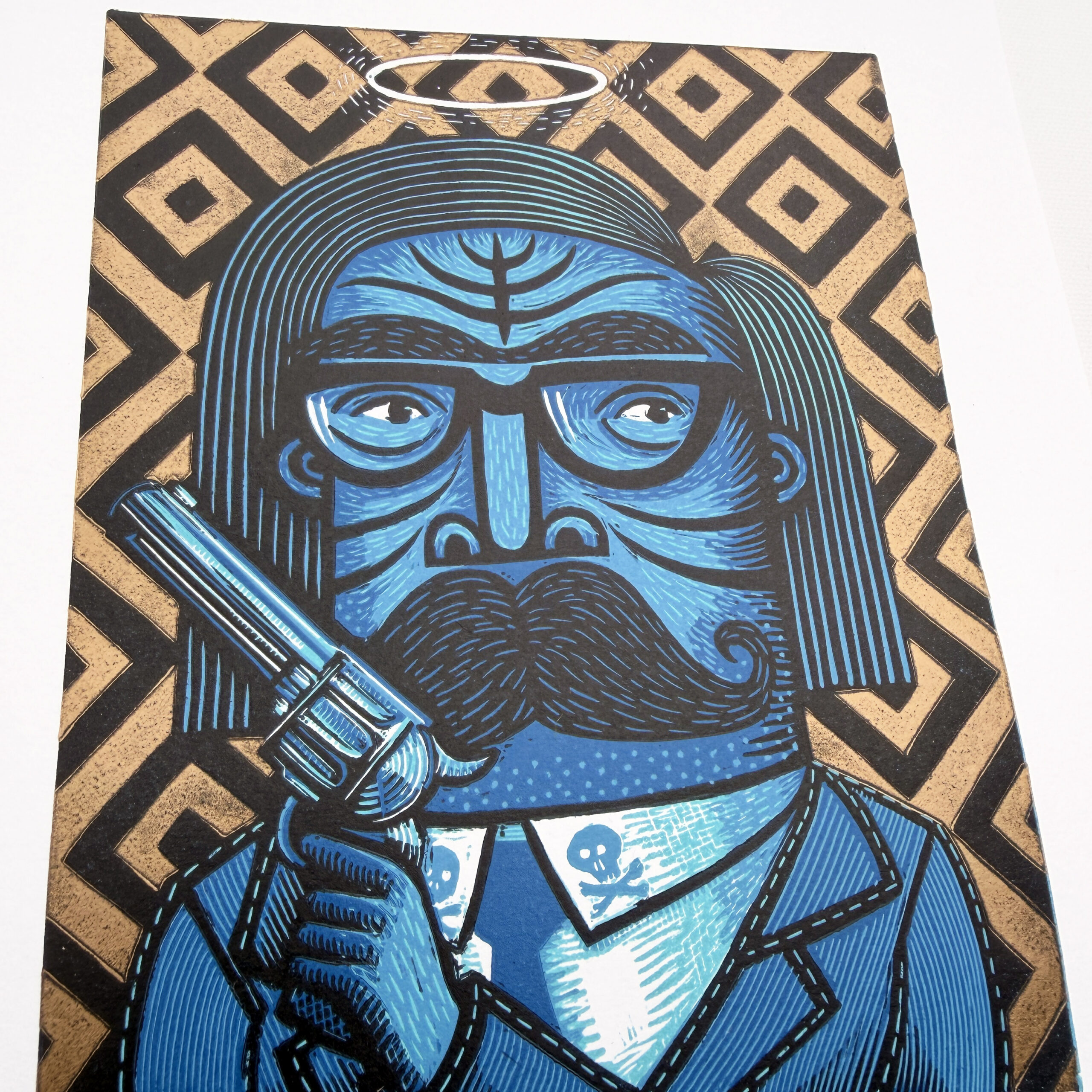 Agent Blue | Limited Edition Linocut Print - Image 3