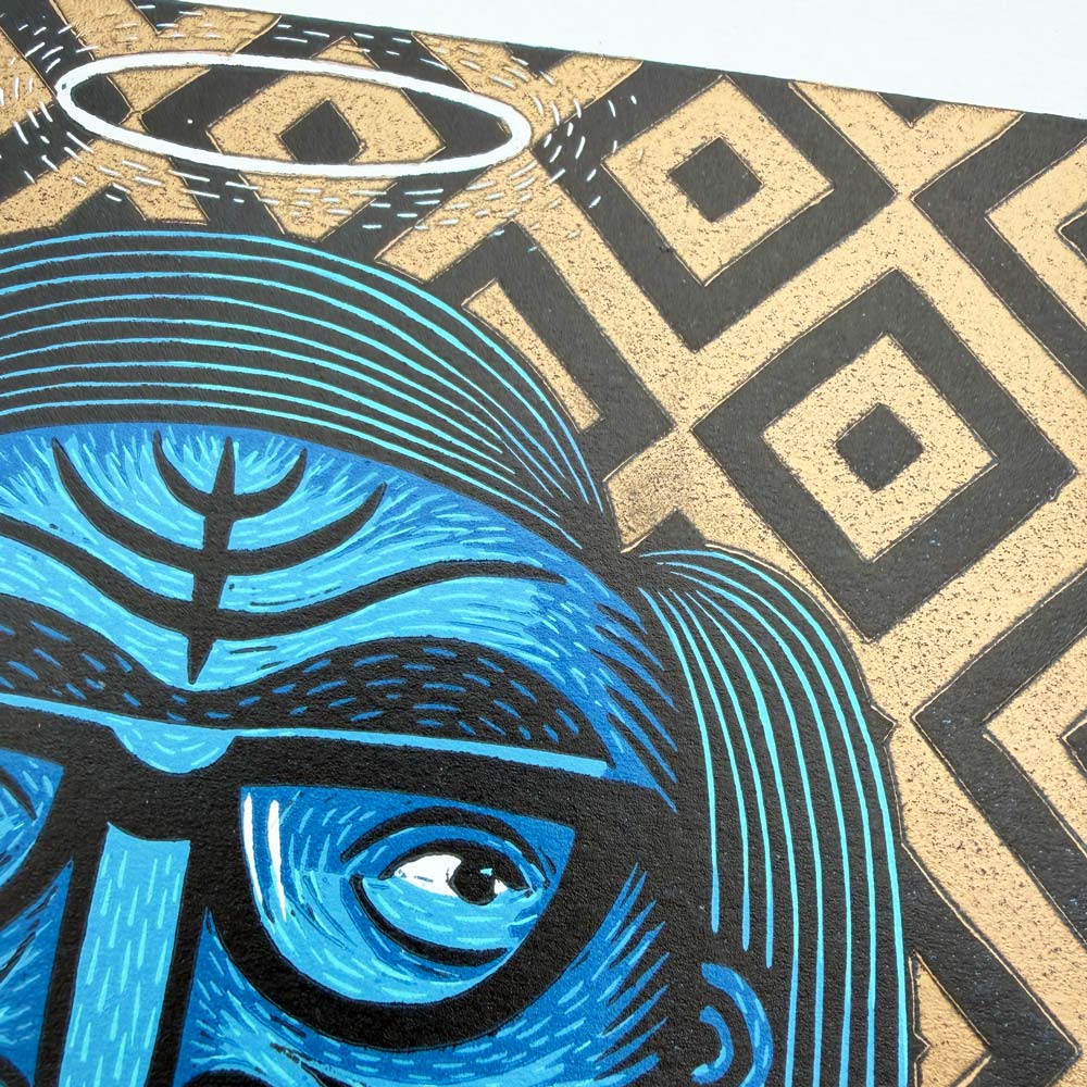 Agent Blue | Limited Edition Linocut Print - Image 2