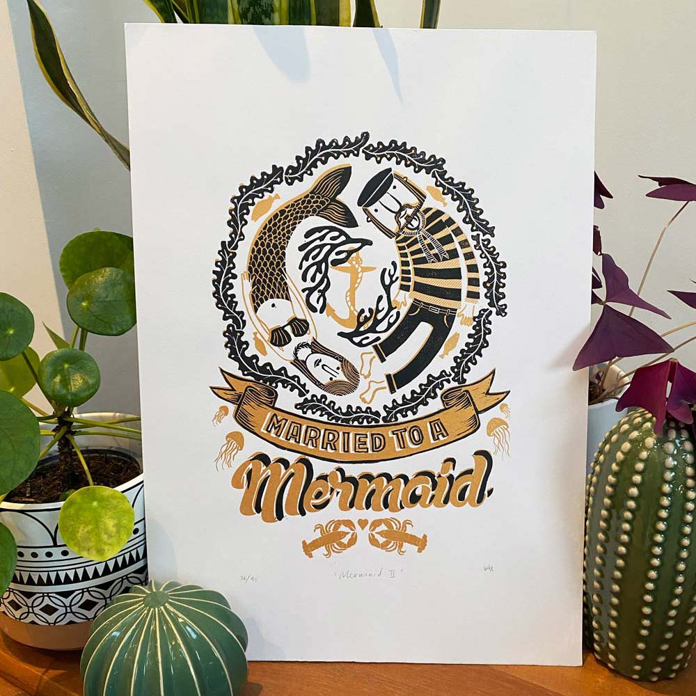 tigerlino - Piano Alligator linocut